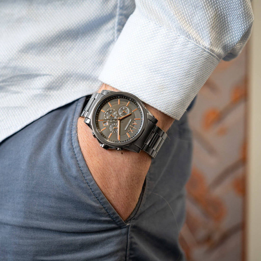 ARMANI EXCHANGE AX2086 - MODERN GREY STAINLESS STEEL MEN'S WATCH, STYLISH & WATER-RESISTANT-i-Watch-4