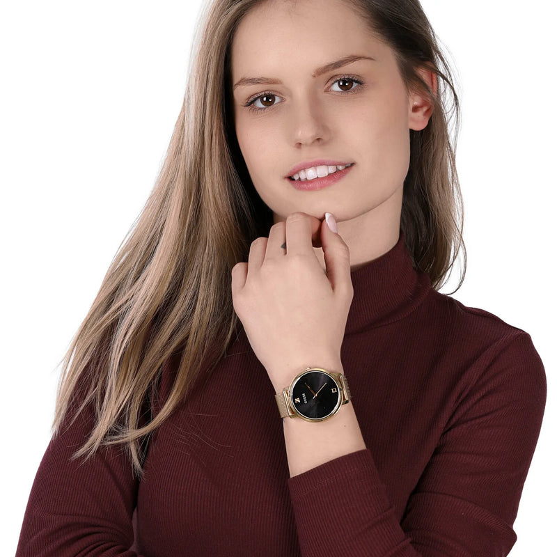 Guess Watches Unisex Gold Stainless Steel, Black Dial | Gw0243l2 by i-watch