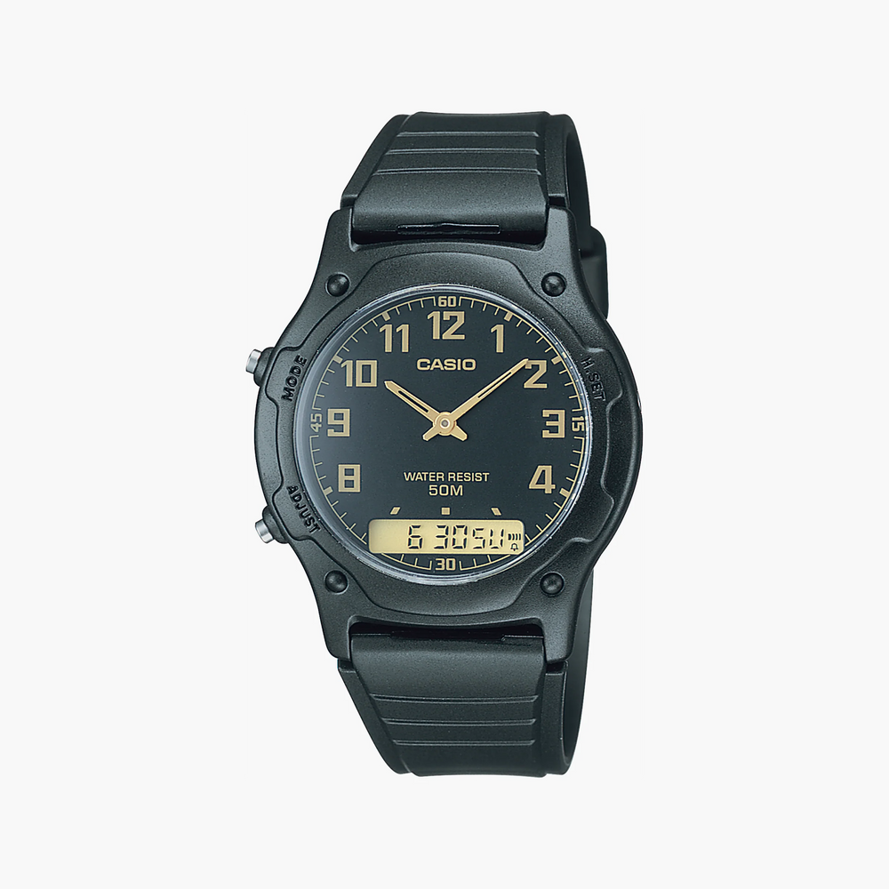 Casio Men's Black Stainless Steel Watch, Analog-Digital | Aw-49h-1bvdf by i-watch