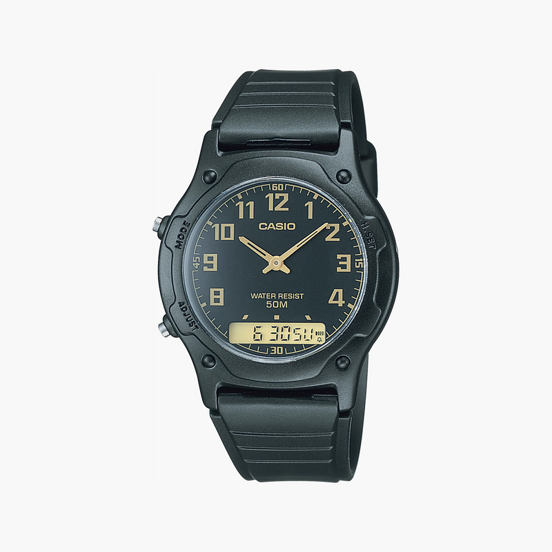Casio Men's Black Stainless Steel Watch, Analog-Digital | Aw-49h-1bvdf by i-watch