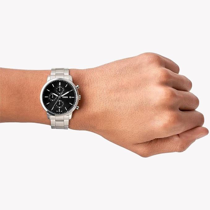 FOSSIL FS5847 TIMELESS ELEGANCE - MODERN MEN'S WATCH WITH SLEEK BLACK DIAL & SILVER STAINLESS STEEL-i-Watch-3