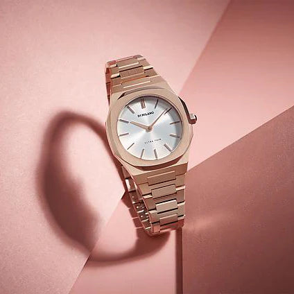 D1 MILANO Women's Rose Gold Watch, Silver Dial | D1-UTBL09 by i-watch