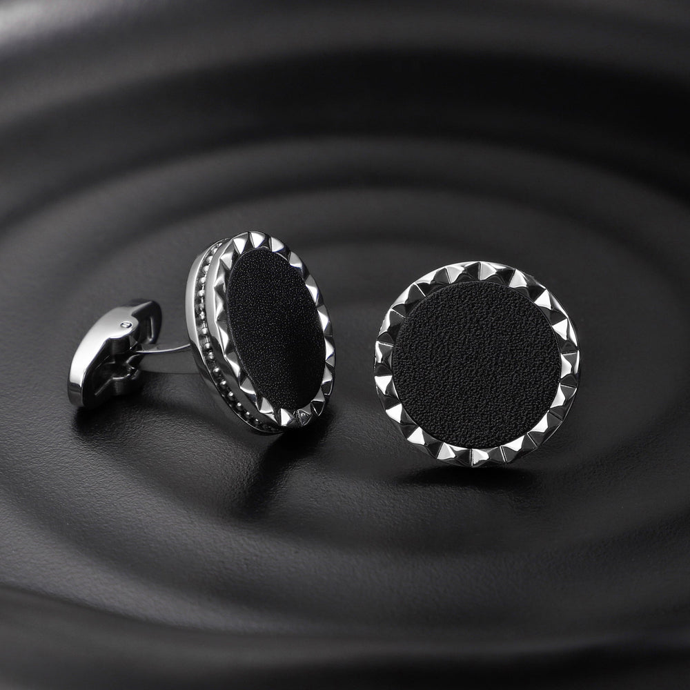 Zink Men's Silver & Black Stainless Steel Cufflinks | Zjcl003s by i-watch