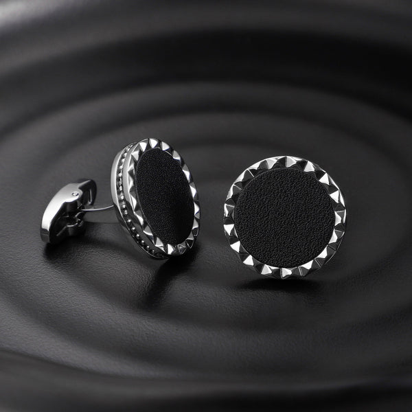 Zink Men's Silver & Black Stainless Steel Cufflinks | Zjcl003s