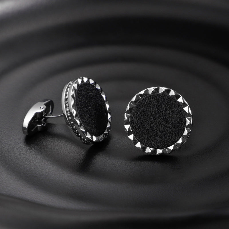 Zink Men's Silver & Black Stainless Steel Cufflinks | Zjcl003s by i-watch