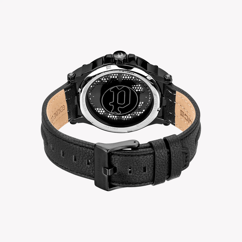 Police Men's Black Stainless Steel Watch, Black Leather | Pewja2108201 by i-watch