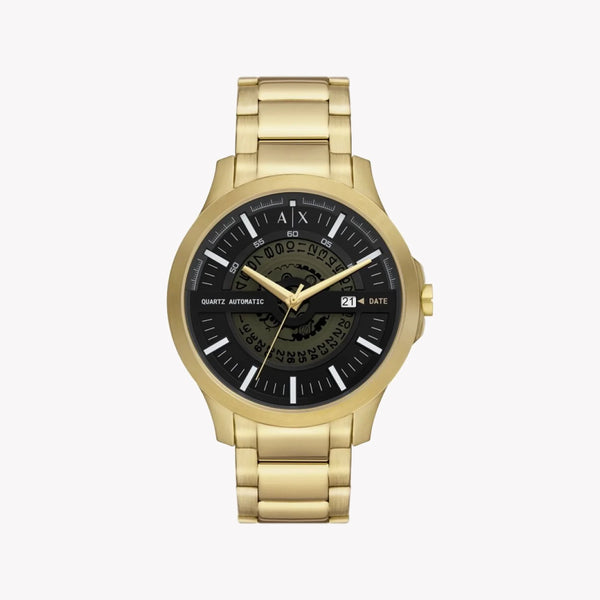 Armani Exchange Men's Gold Watch, Black Dial | Ax2443