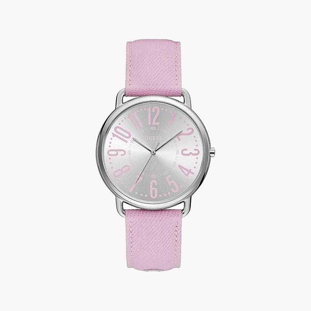 GUESS W1068L8 CHIC TIMEPIECE - PLAYFUL PINK & SILVER STYLING FOR THE MODERN WOMAN