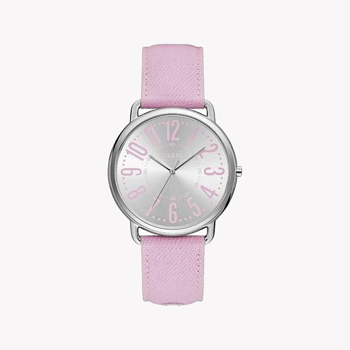 GUESS W1068L8 CHIC TIMEPIECE - PLAYFUL PINK & SILVER STYLING FOR THE MODERN WOMAN