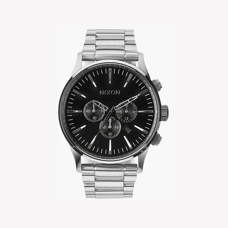 Nixon Men's Silver Stainless Steel Watch, Black Dial | A386-000 by i-watch