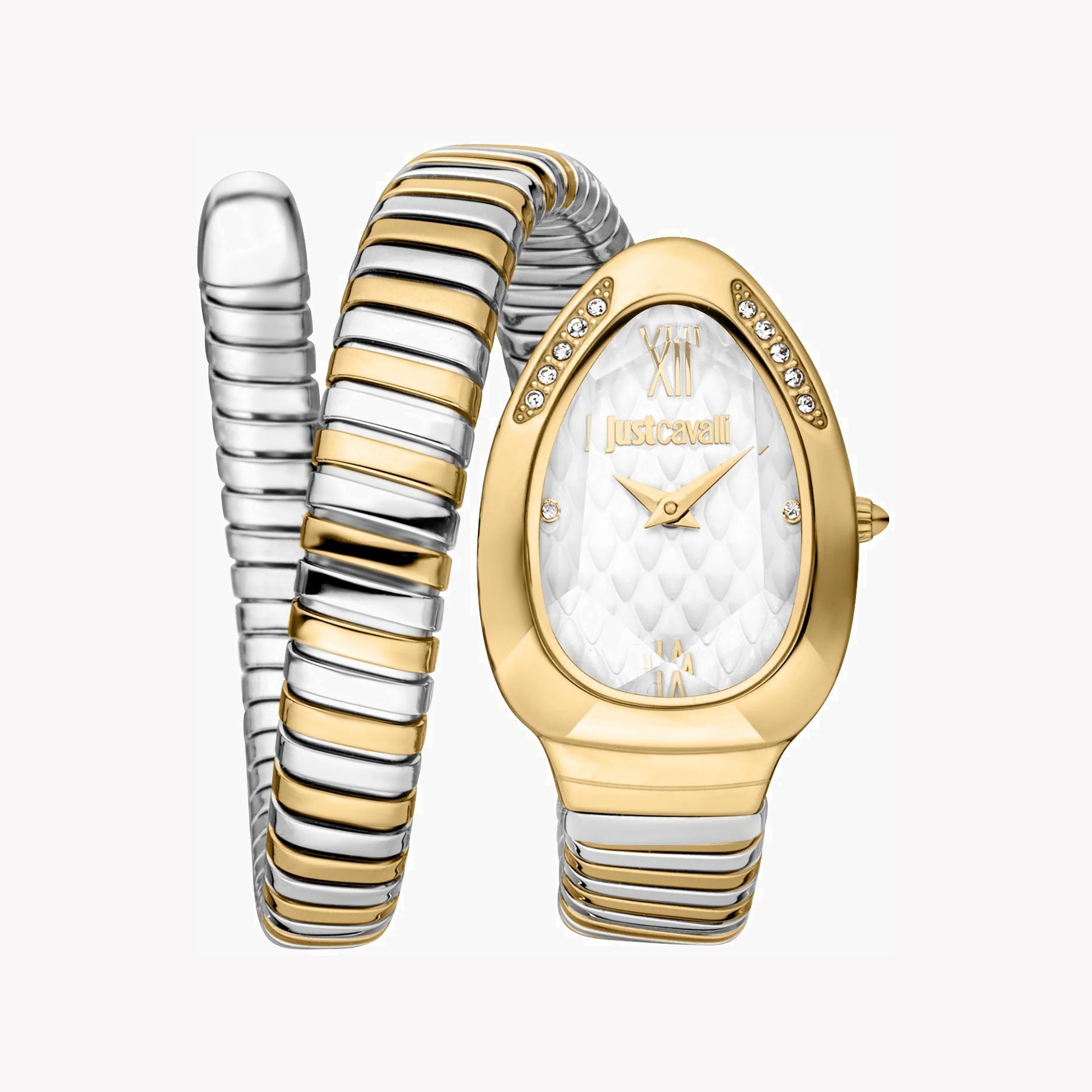 JUST CAVALLI Women's Watch with Gold Stainless Steel Case and Silver & Gold Stainless Steel Band