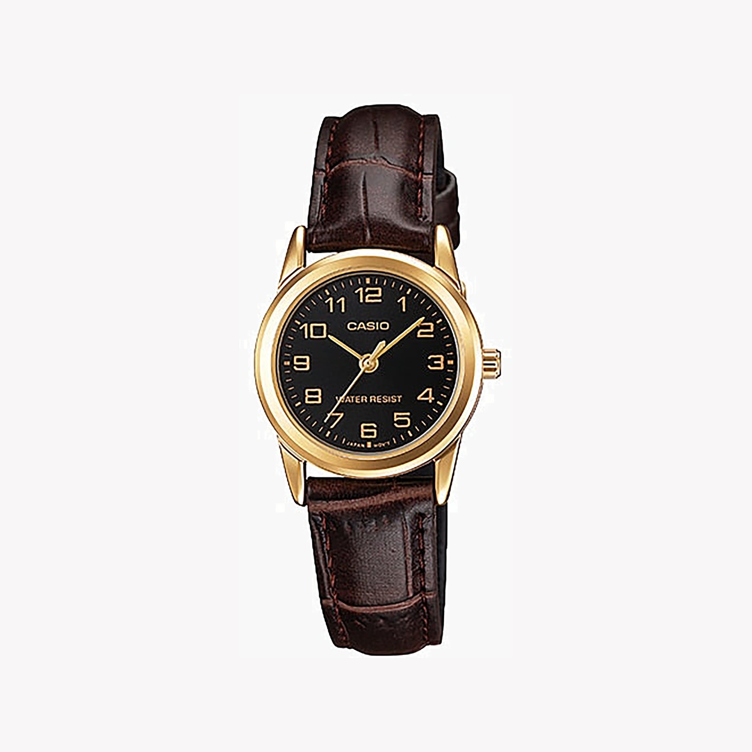 CASIO Women's Watch with Gold Stainless Steel Case and Brown Leather Band-i-Watch-3