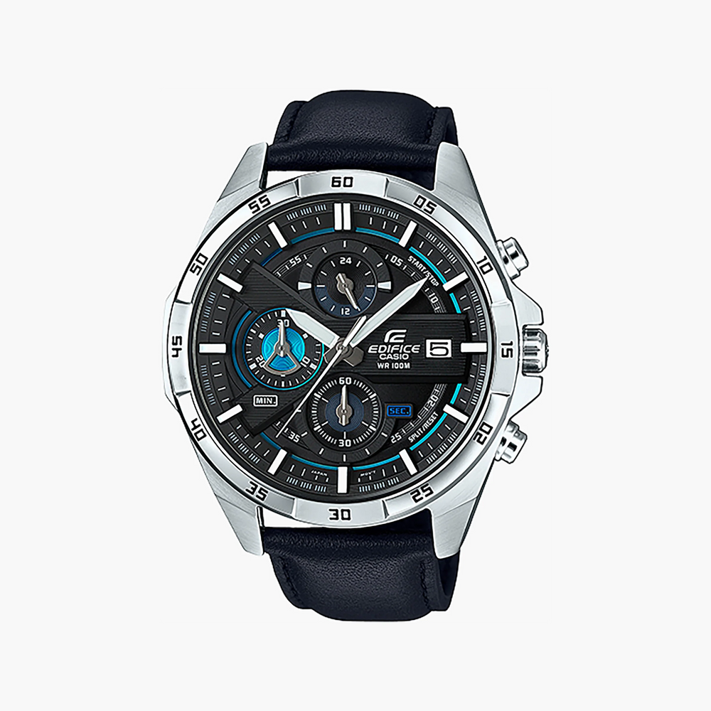 Casio Edifice Men's Black Blue Leather Chronograph | Efr-556l-1avuef by i-watch