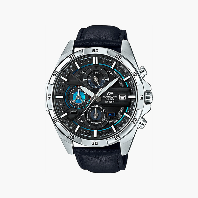 Casio Edifice Men's Black Blue Leather Chronograph | Efr-556l-1avuef by i-watch