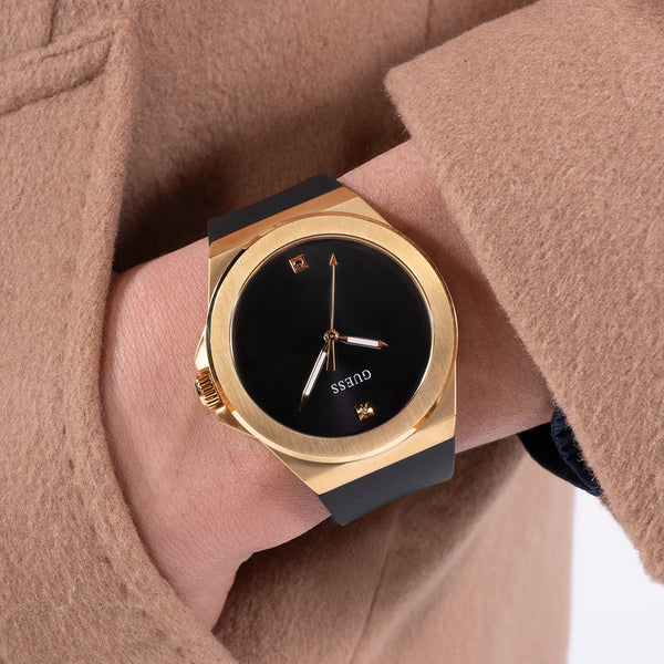 Guess Women's Gold Watch, Black Silicone Band | Gw0790g1 by i-watch