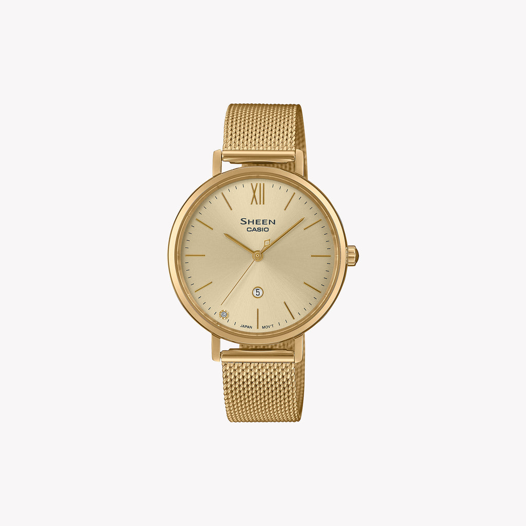 SHE-4539GM-9AUER ELEGANT LUXURY - TIMELESS WOMEN'S MESH WATCH IN GOLD