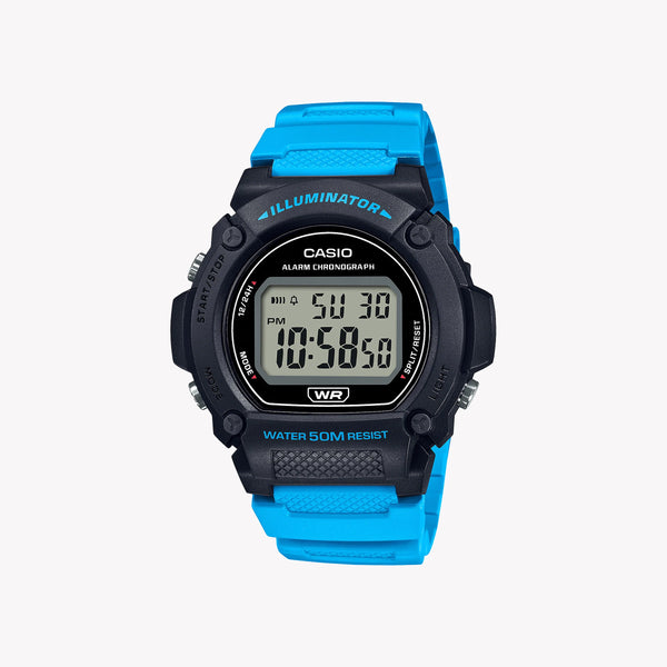 Casio Men's Black Resin Watch, Blue Display | W-219h-2a2vdf by i-watch