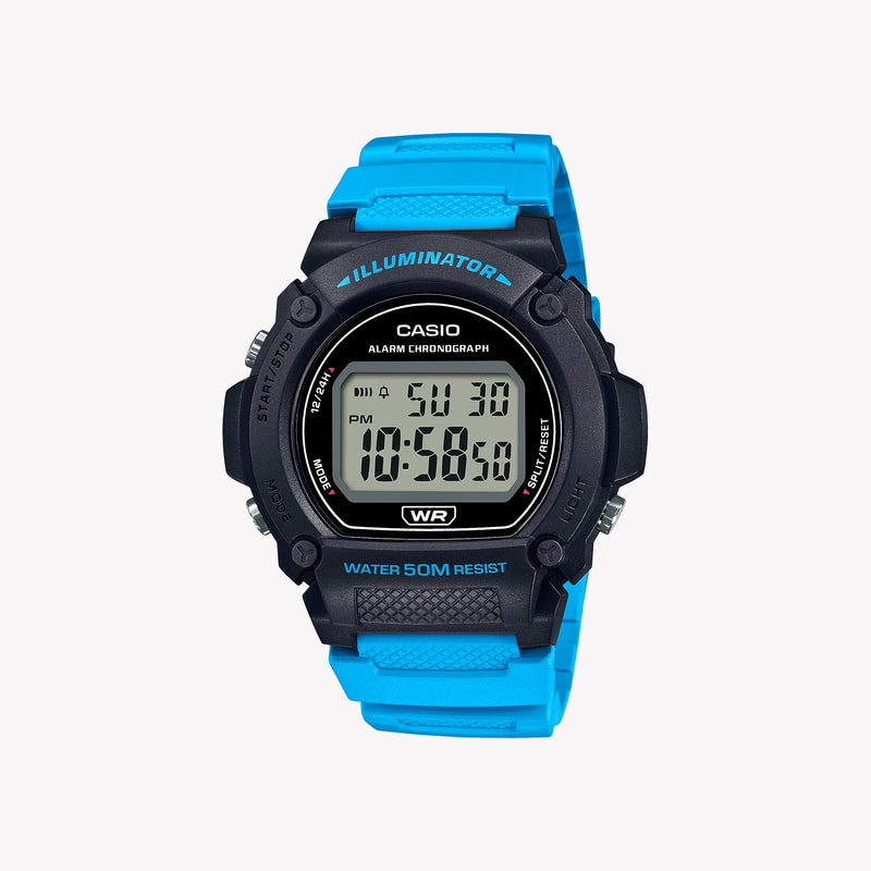 Casio Men's Black Resin Watch, Blue Display | W-219h-2a2vdf by i-watch