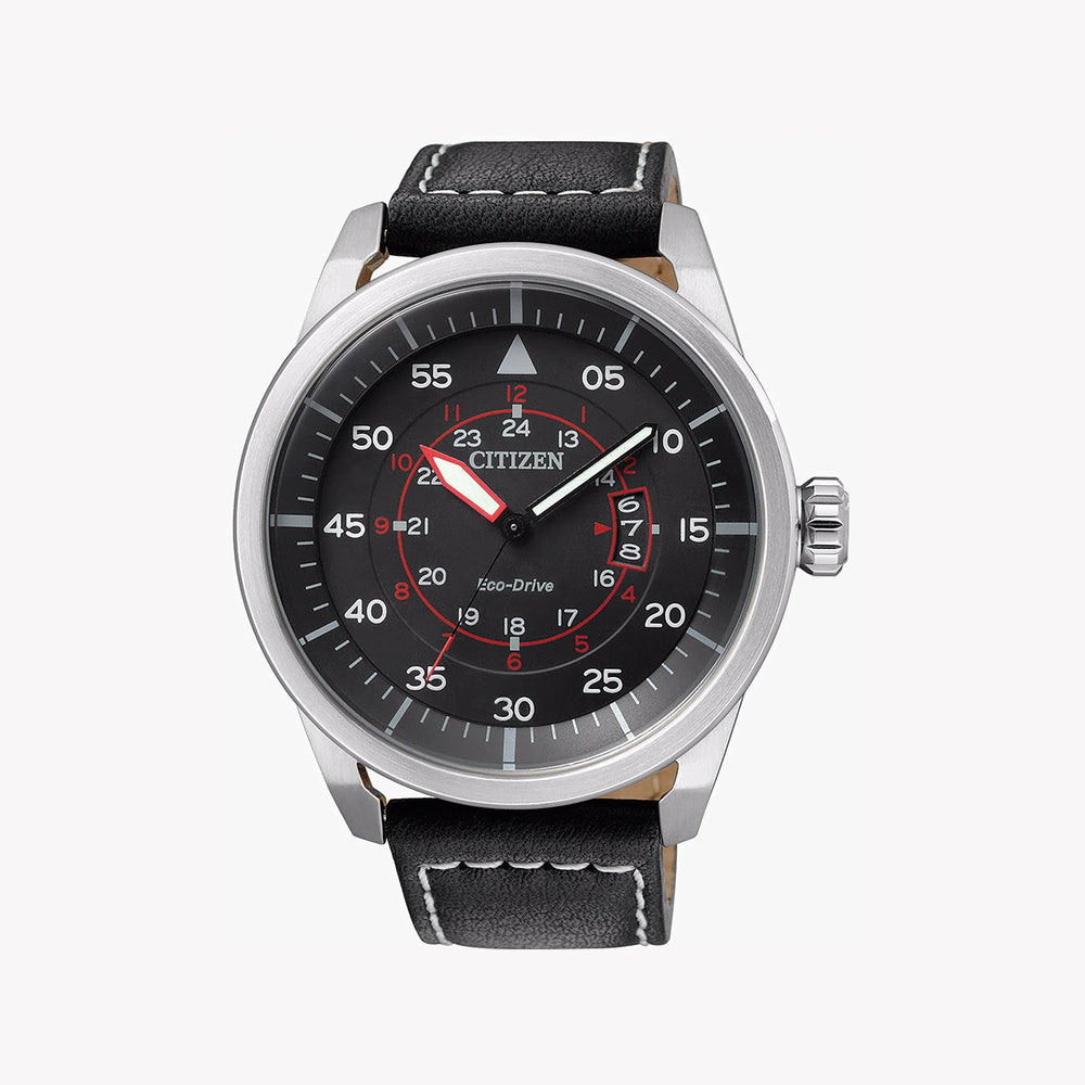 Citizen Men's Silver Stainless Steel, Black Leather | Aw1360-04e by i-watch