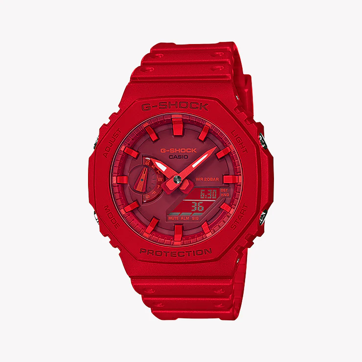 G-Shock Men's Red Resin Watch, Octagonal Design | Ga-2100-4adr by i-watch