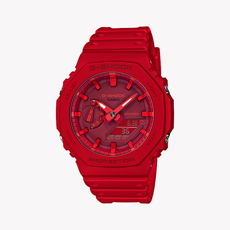 CASIO G-SHOCK GA-2100-4ADR OAK - Montre pour homme ÉLÉGANCE SPORTIVE ROUGE DYNAMIQUE