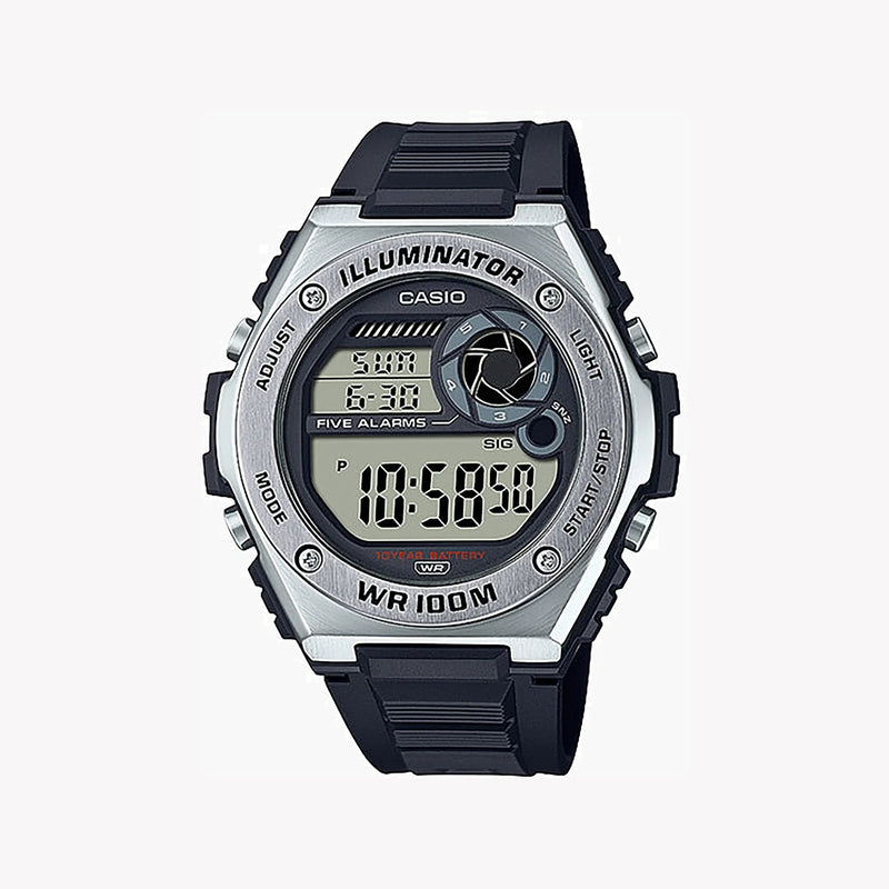 Casio Men's Silver Resin Watch, Black Band | Mwd-100h-1avdf by i-watch