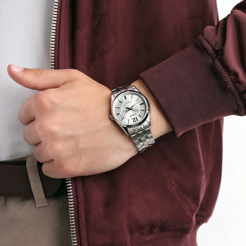 Casio Men's Silver Stainless Steel Watch, White Dial | Mtp-1335d-7avdf by i-watch