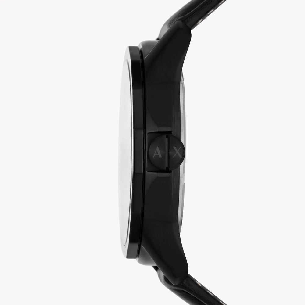 Armani Exchange Men's Black Leather Watch, Black Dial | Ax7147set by i-watch