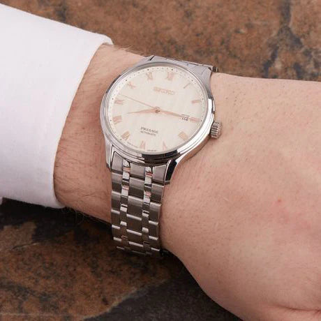 Seiko Men's Silver Stainless Steel, Pink Dial | Srpf45j1