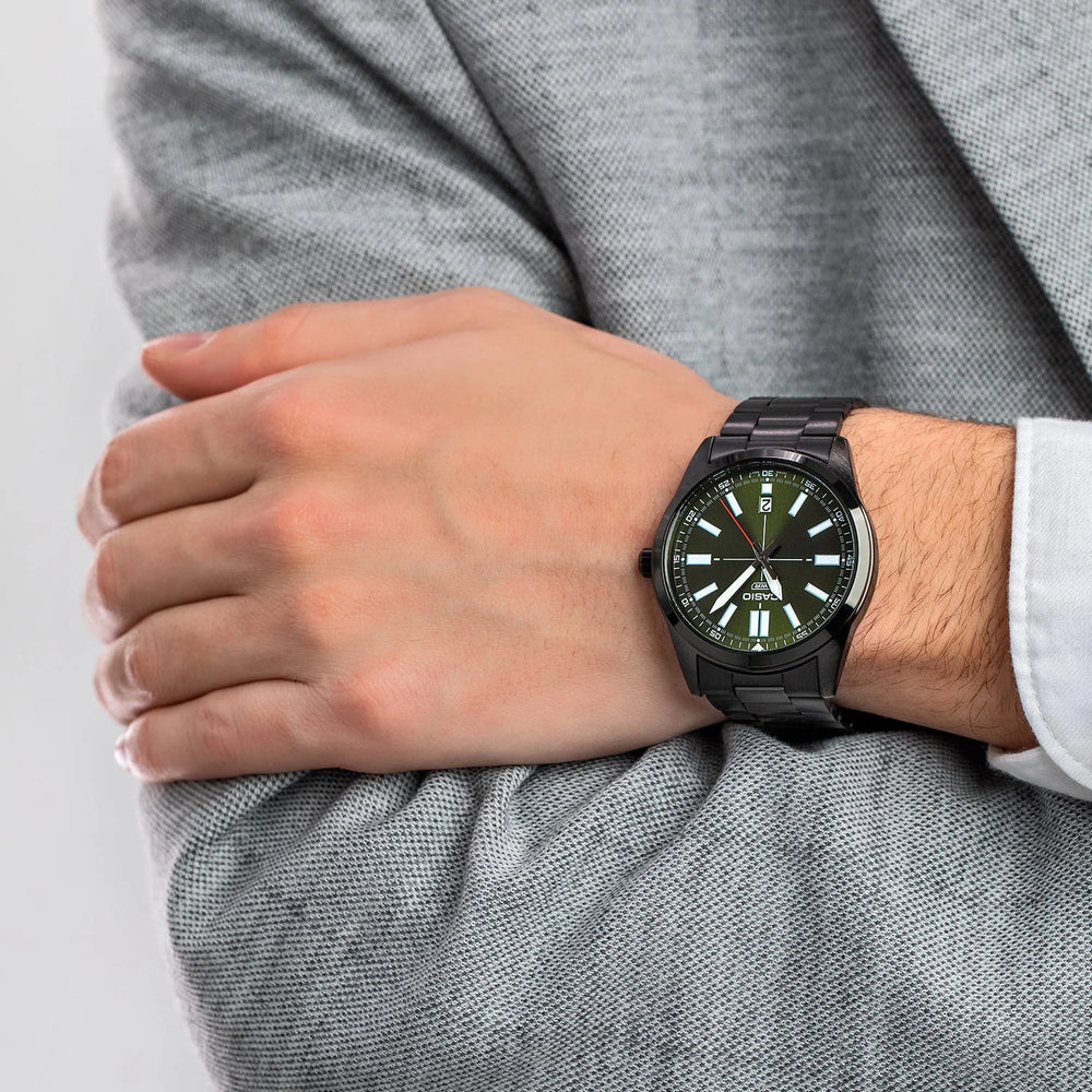 Casio Men's Stainless Steel, Green Dial | Mtp-Vd02b-3eudf by i-watch