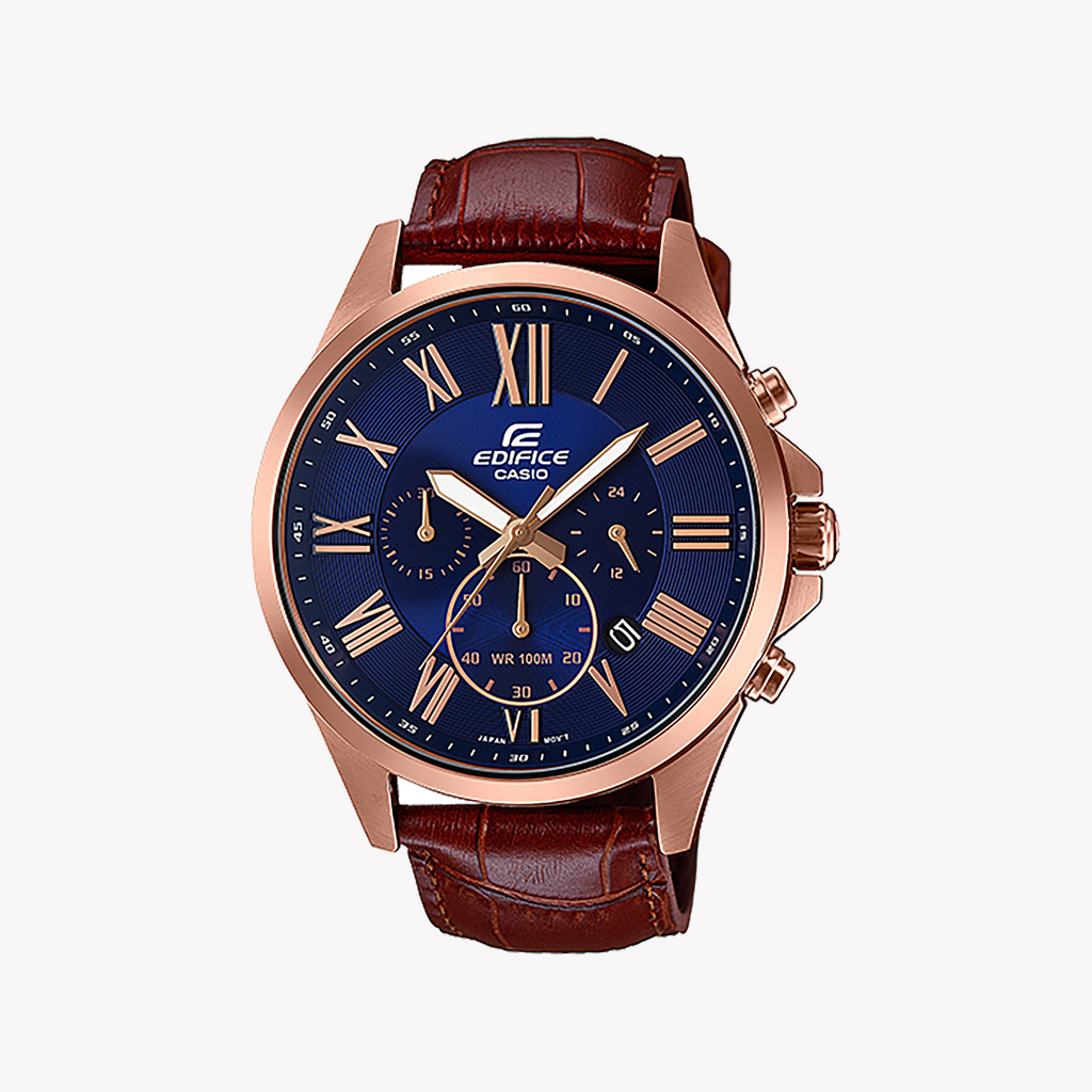 CASIO EDIFICE EFV-500GL-2AVUDF - SPORTY ELEGANCE MEN'S WATCH WITH ROSE GOLD & BLUE DIAL