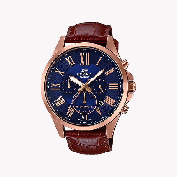 Casio Edifice Efv-500gl-2avudf - Sporty Elegance Men's Watch With Rose Gold & Blue Dial by i-watch