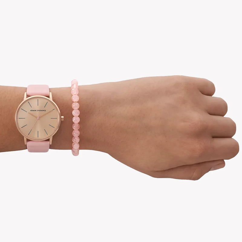 Armani Exchange Women's Rose Gold Watch, Pink Leather | Ax7150set by i-watch