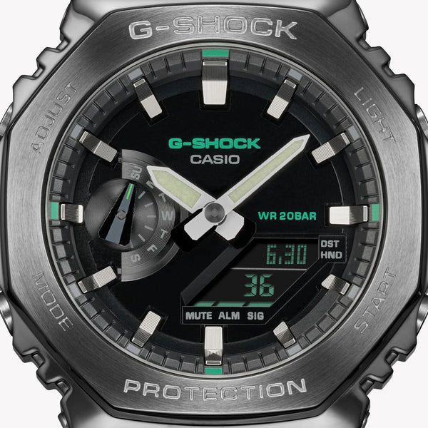 Casio Men's Green Cloth Watch, Black Dial | Gm-2100cb-3aer by i-watch