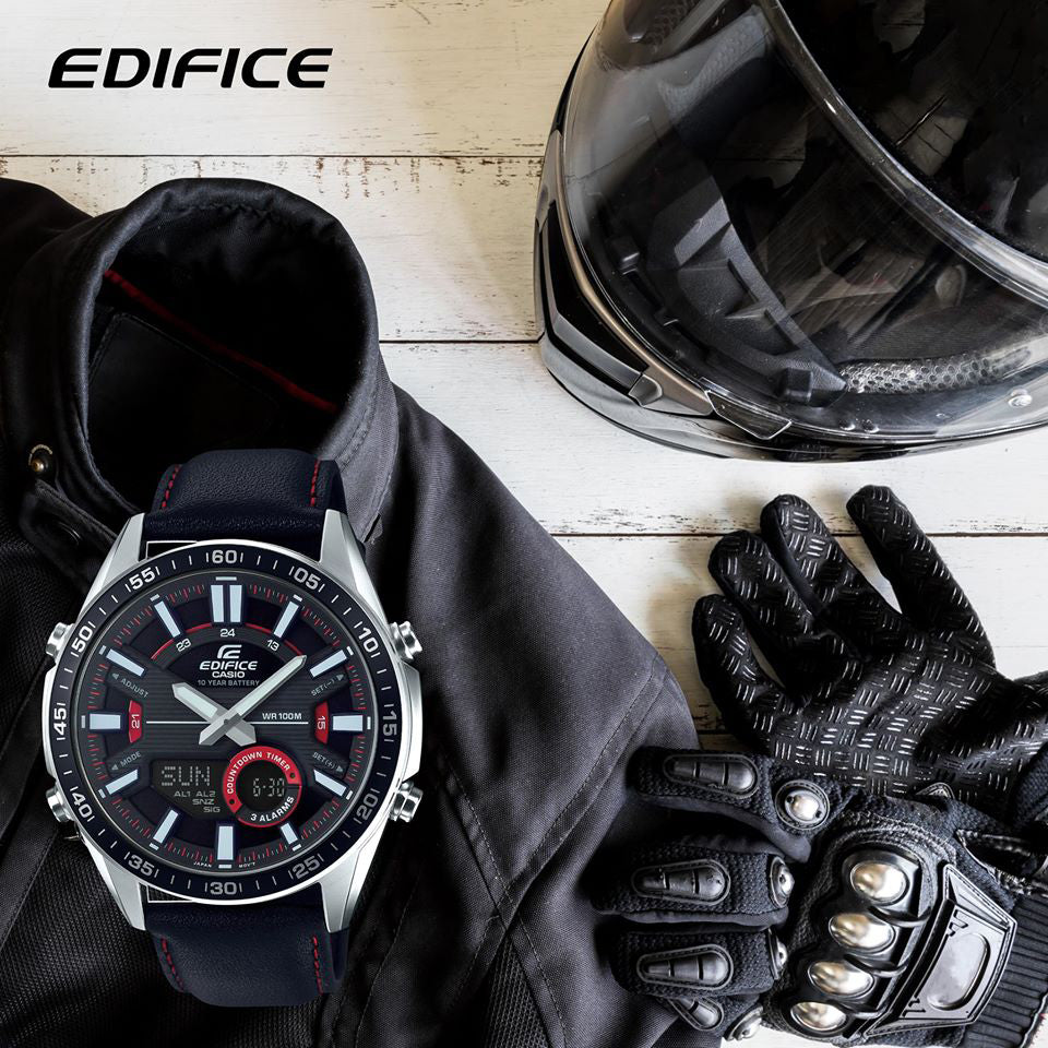CASIO EDIFICE EFV-C100L-1AVDF - TIMELESS ADVENTURE MEN'S WATCH with Black Dial & Leather Band-i-Watch-5