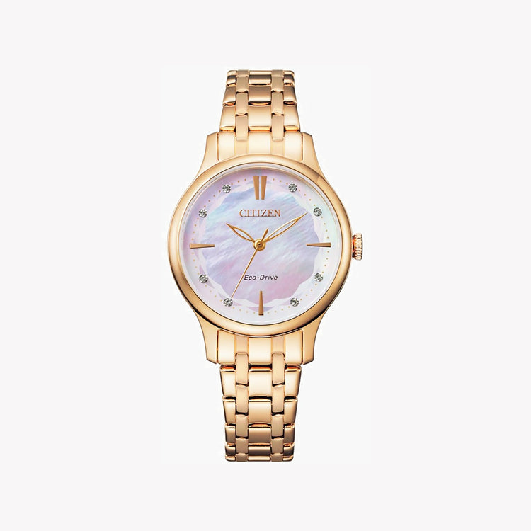 CITIZEN EM0893-87Y - RADIANT CHARM: VIBRANT GOLD & MULTI-COLOURED DIAL WOMEN'S WATCH