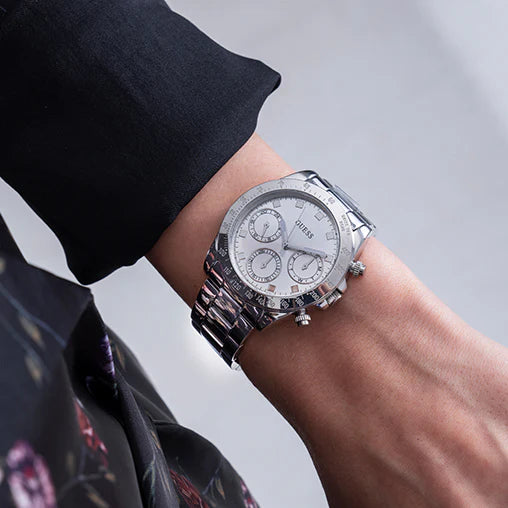 Guess Women's Silver Stainless Steel Watch, White Dial | Gw0314l1 by i-watch