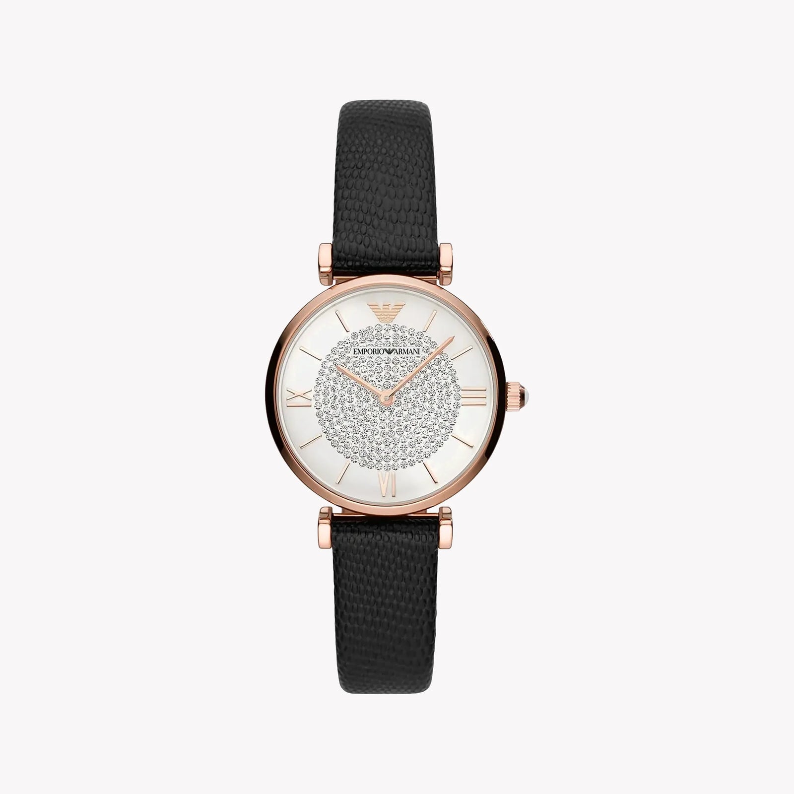 Emporio Armani Women's Rose Gold Watch, Black Leather | Ar11387 by i-watch