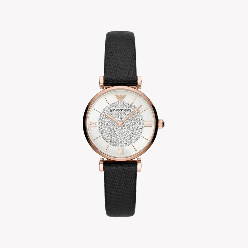 Emporio Armani Women's Rose Gold Watch, Black Leather | Ar11387 by i-watch