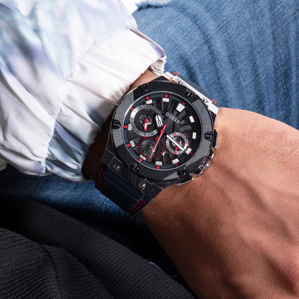 GUESS GW0487G1 BOLD ADVENTURE - MEN'S BLACK STAINLESS STEEL WATCH WITH BLUE SILICONE BAND-i-Watch-3