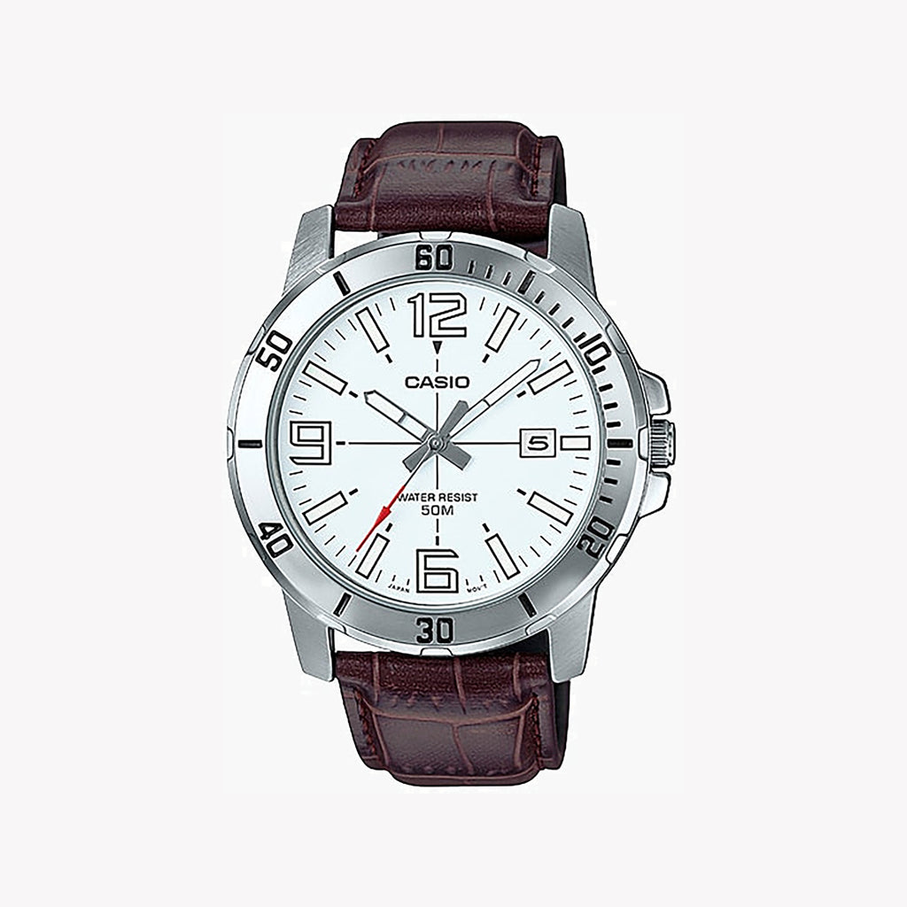 CASIO MTP-VD01L-7BVUDF - SPORTY ELEGANCE MEN'S WATCH WITH LEATHER STRAP & CLASSIC DIAL