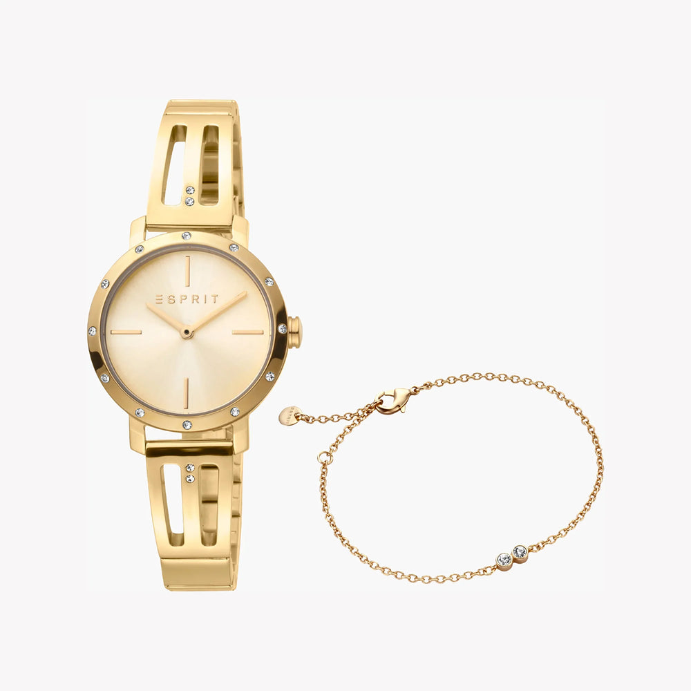 Esprit Women's Gold Stainless Steel Watch, Champagne Dial | Es1l004m0025 by i-watch