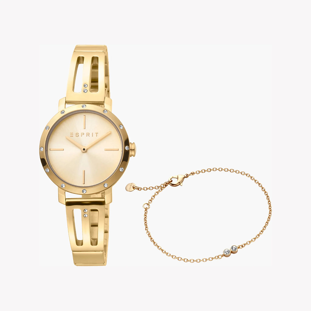ESPRIT Women's Watch with Gold Stainless Steel Case and Gold Stainless Steel Band