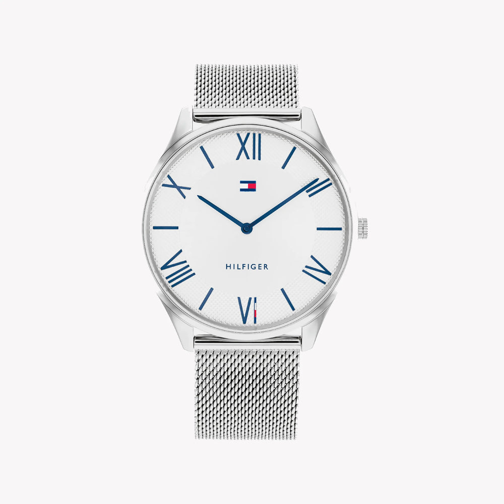 Tommy Hilfiger Men's Silver Stainless Steel Watch, White Dial | 1685266 by i-watch