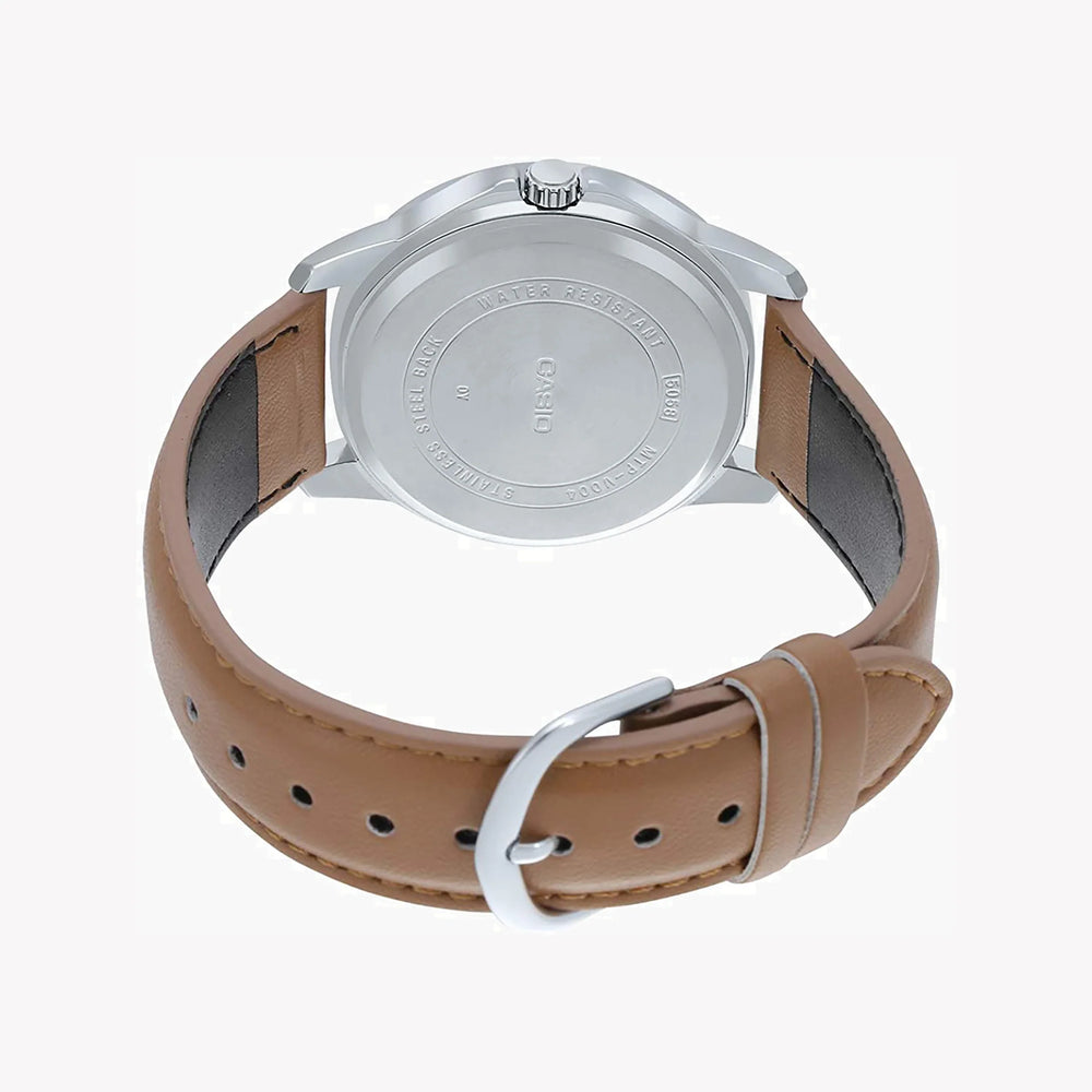 Timeless Elegance Men's Stainless Steel Watch, Brown Leather | Mtp-V004l-1b2udf