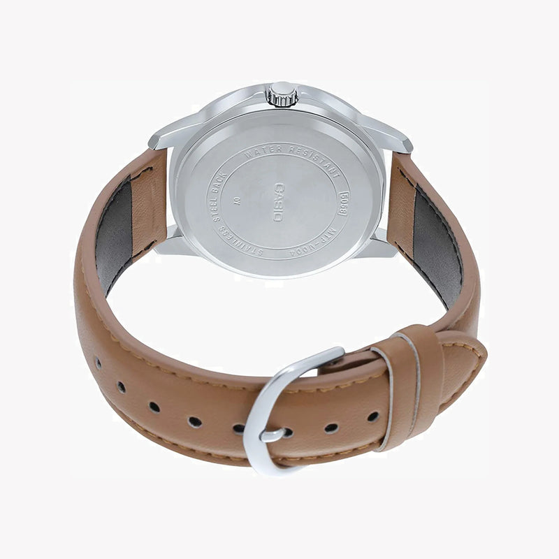 Timeless Elegance Men's Stainless Steel Watch, Brown Leather | Mtp-V004l-1b2udf