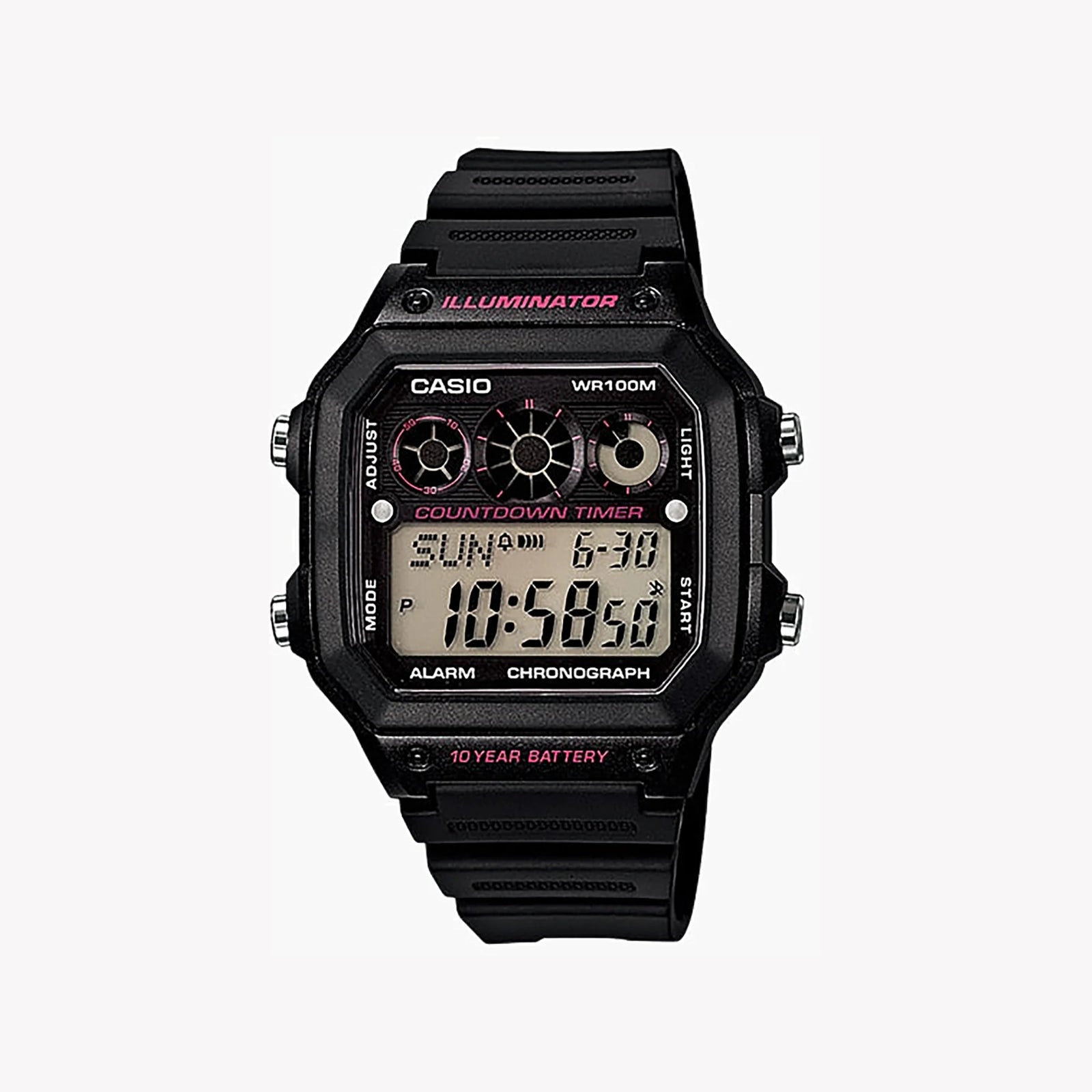 Casio Men's Black Resin Watch, Digital Display | Ae-1300wh-1a2vd by i-watch