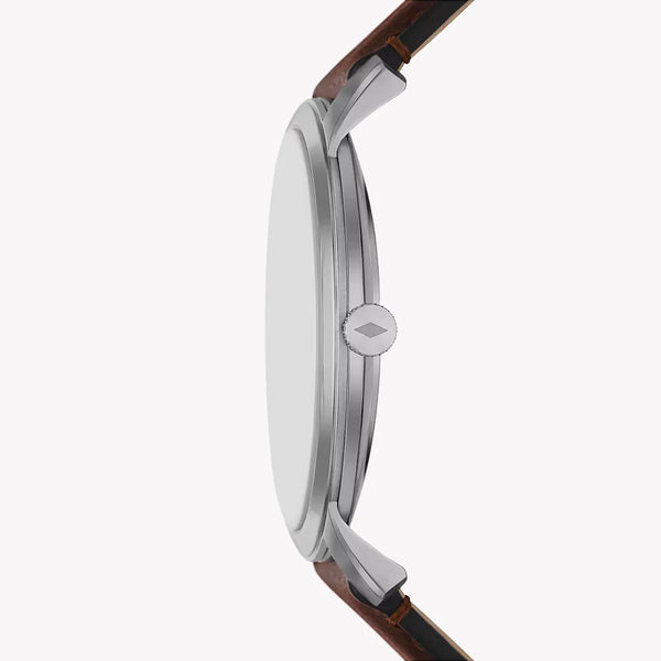 Fossil Men's Brown Leather Watch, Silver Case | Fs6019set by i-watch