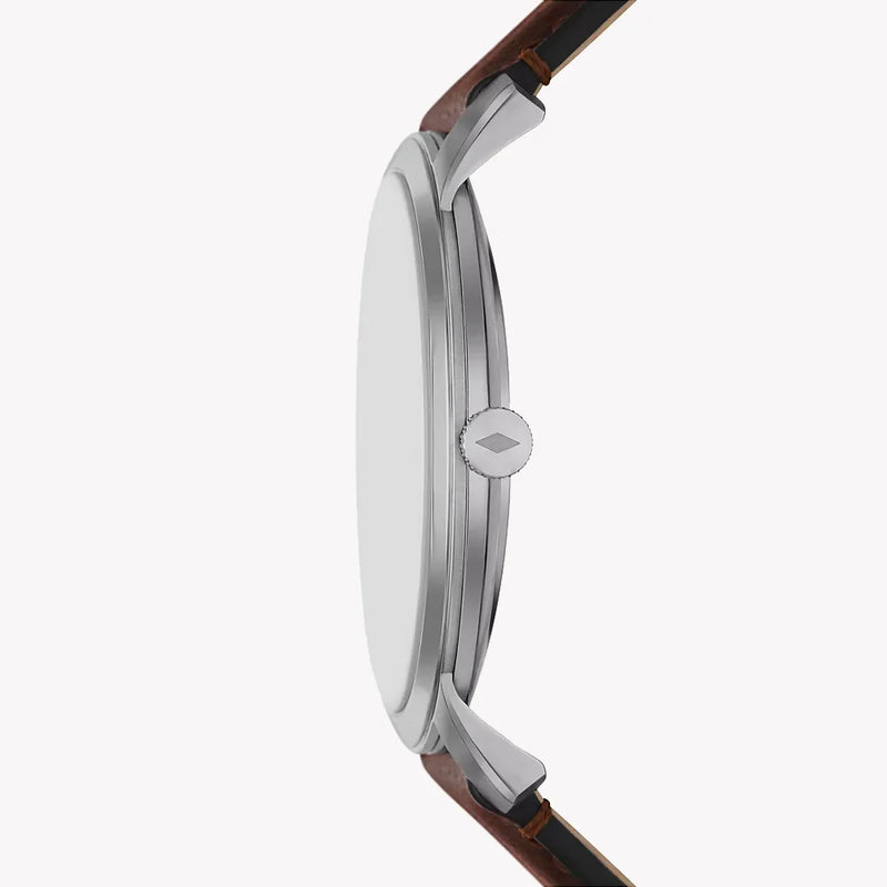 Fossil Men's Brown Leather Watch, Silver Case | Fs6019set by i-watch