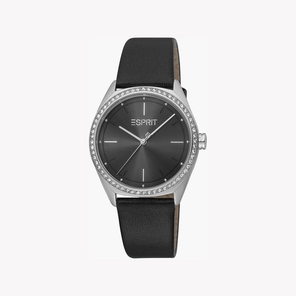 ESPRIT Women's Watch with Silver Stainless Steel Case and Black Leather Band-i-Watch-2